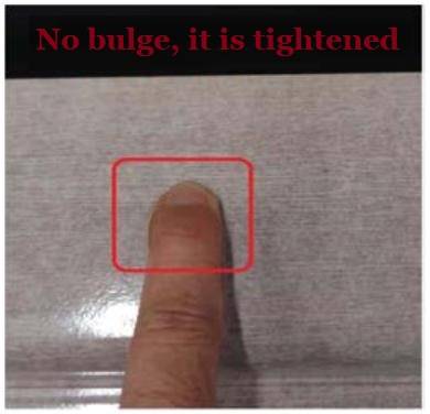 No bulge, it is tightened
