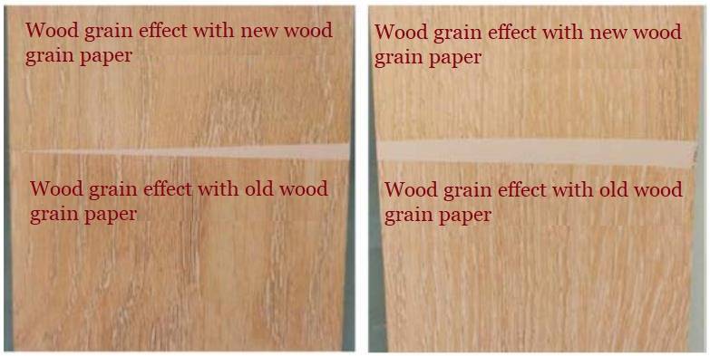 Wood grain effec with new and old wood grain paper