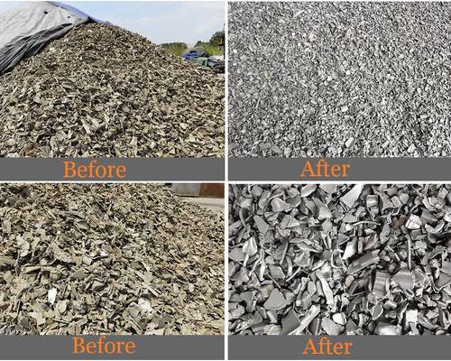 Pulido de chatarra de aluminio antes y después de la comparación