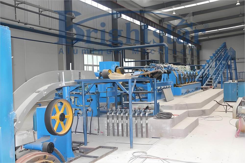 Aluminum rod continuous casting and rolling production line